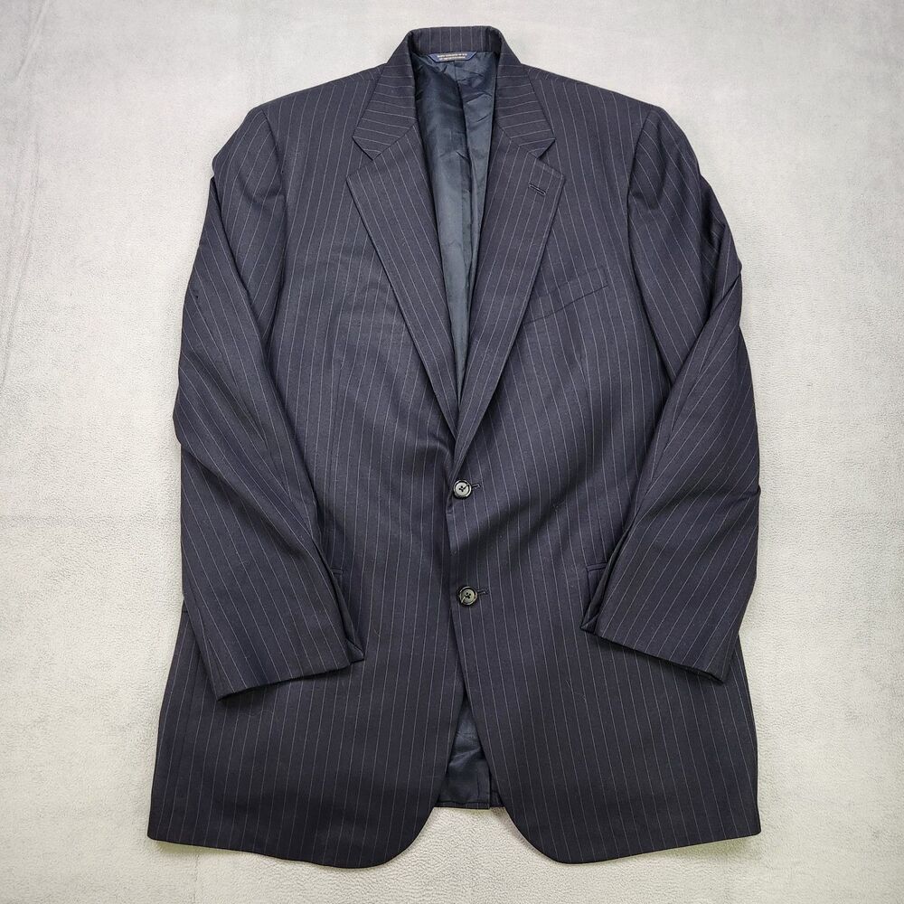 Brooks Brothers Pinstripe Blazer Men 44L Navy Wool Suit Jacket Coat Made In USA